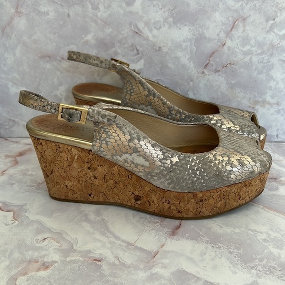 Jimmy Choo python praise wedge silver size 35 1/2 US 5-5.5 - Picture 1 of 9